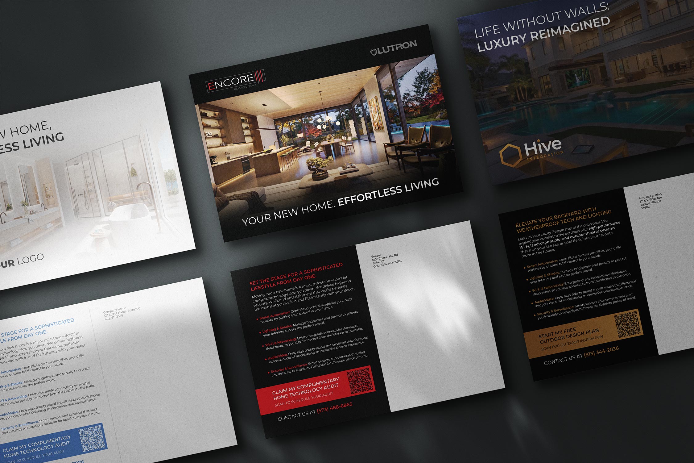 Luxepost postcard campaign mockups