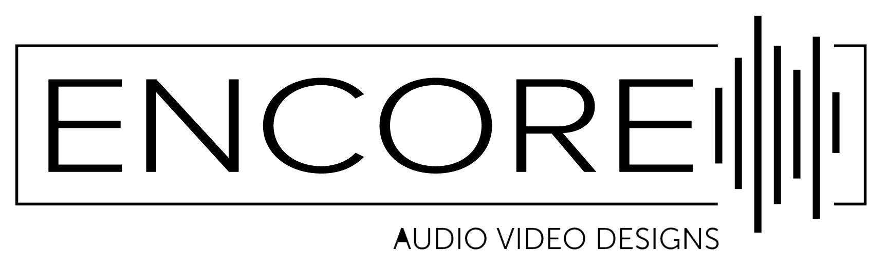 Rectangular outline containing text next to vertical audio waves