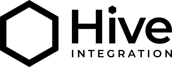 Minimalist hexagon symbol next to bold text