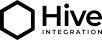 Minimalist hexagon symbol next to bold text